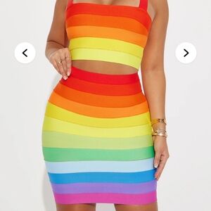 Fashion Nova Red Orange Bodycon Mini Dress